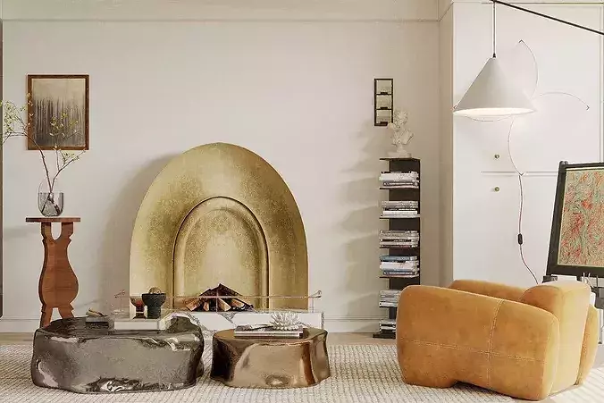 Italian style living room 3D model 7