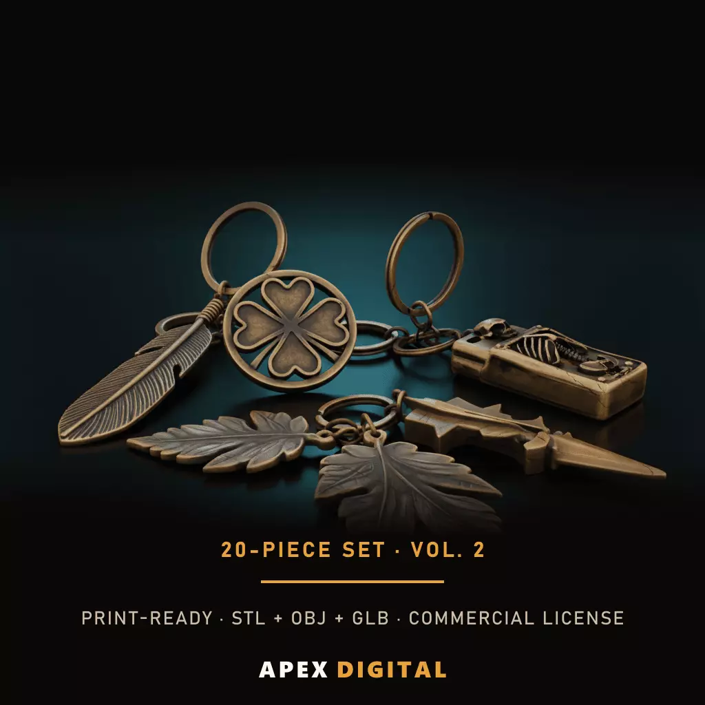 20-Piece Charm Symbol Keychain Collection Vol 2 - 3D Print STL 3D print model