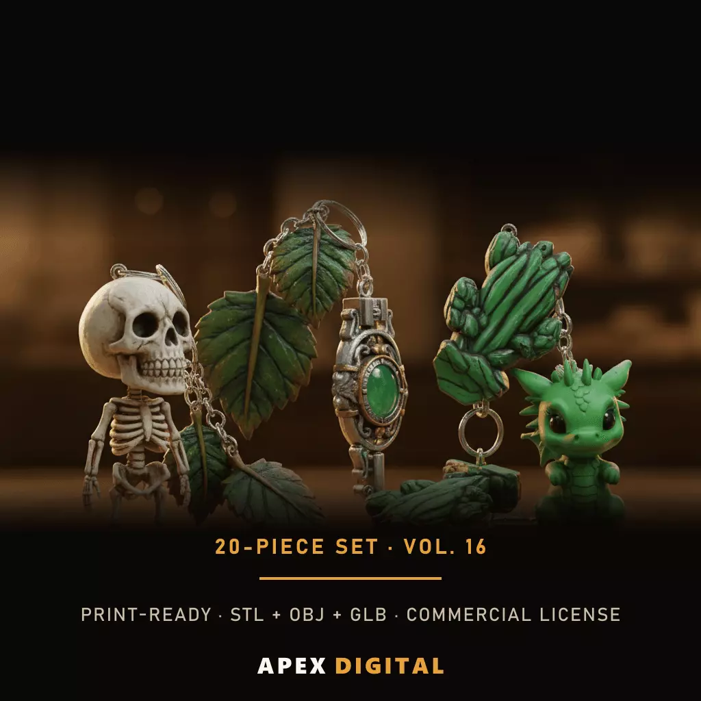 20-Piece Charm Symbol Keychain Collection Vol 16 - 3D Print STL 3D print model