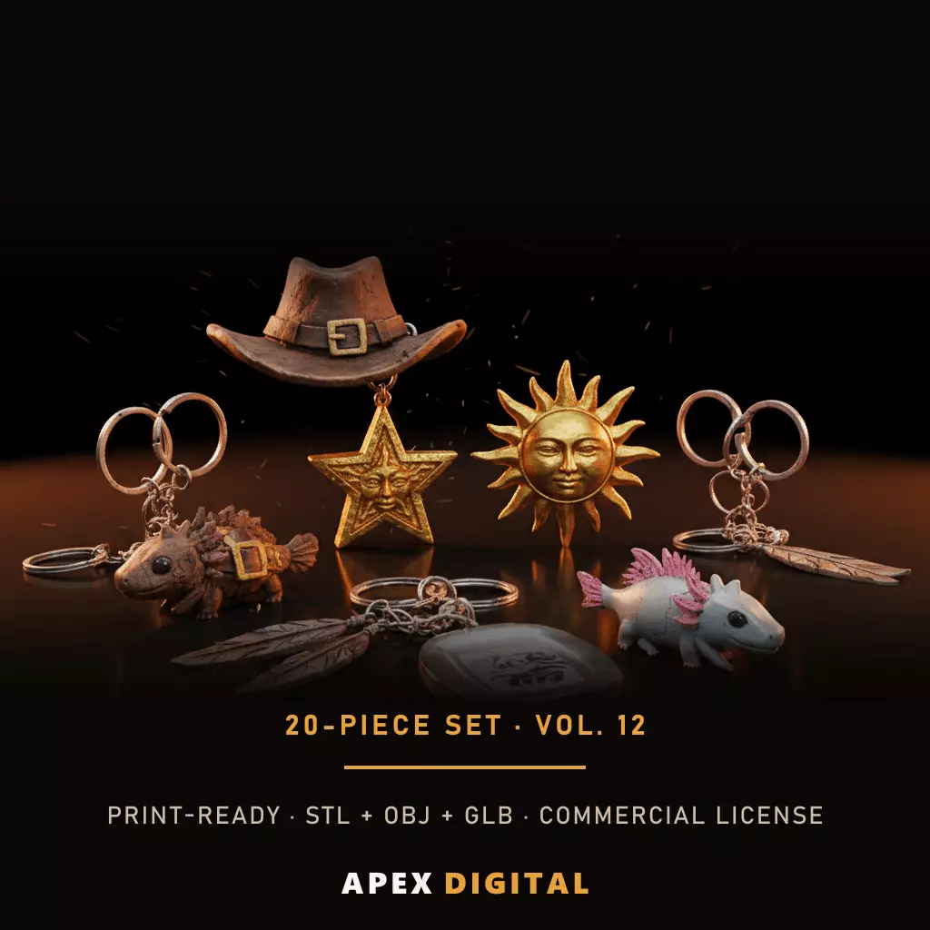 20-Piece Charm Symbol Keychain Collection Vol 12 - 3D Print STL 3D print model