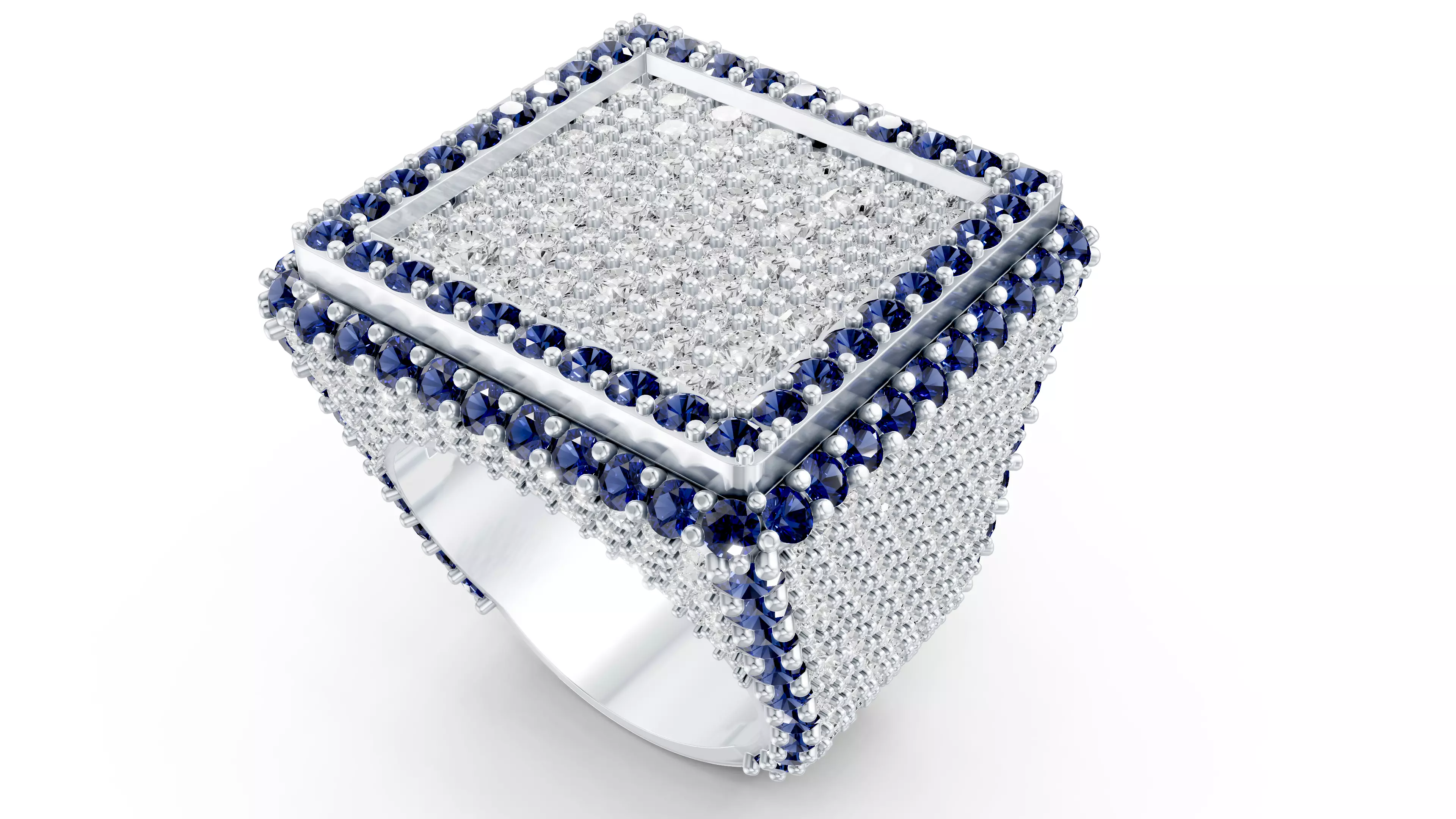 Hip Hop Dimond Signet Ring 3D print model 3D print model