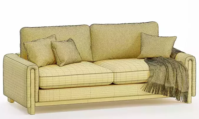 Modern Fabric Sofa 3-Seater 3D Model 3D model 3D model 7