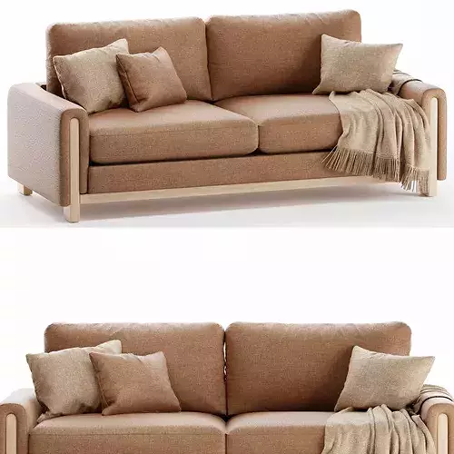 Modern Fabric Sofa 3-Seater 3D Model 3D model 3D model 2