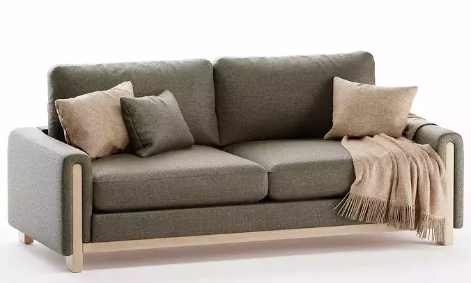 Modern Fabric Sofa 3-Seater 3D Model 3D model 3D model 5