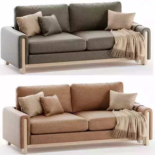 Modern Fabric Sofa 3-Seater 3D Model 3D model 3D model