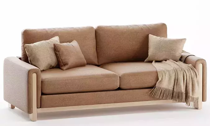 Modern Fabric Sofa 3-Seater 3D Model 3D model 3D model 4