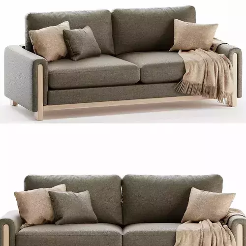 Modern Fabric Sofa 3-Seater 3D Model 3D model 3D model 3