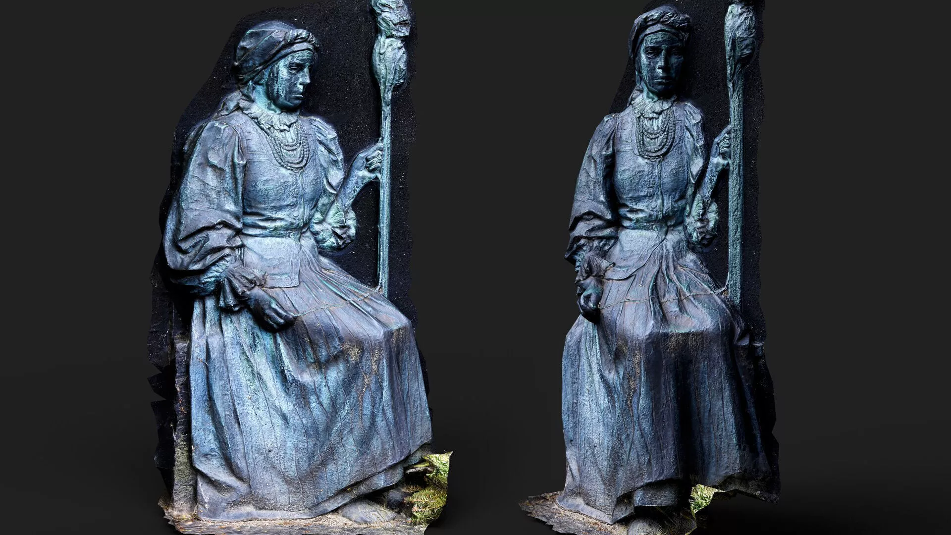 bronze wall monument ancient temple PBR photogrammetry Low-poly 3D model