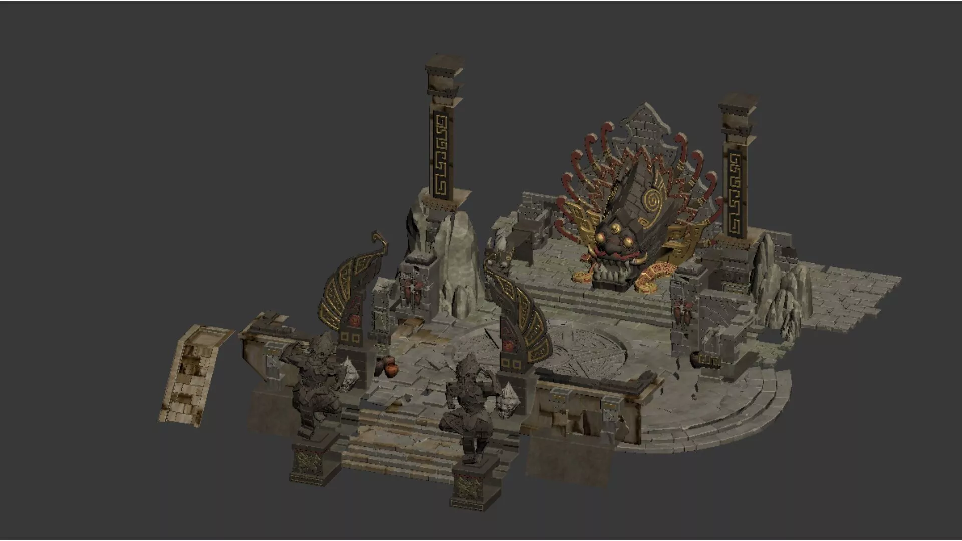 Ancient barbarian wilderness sacrifice altar 3D model