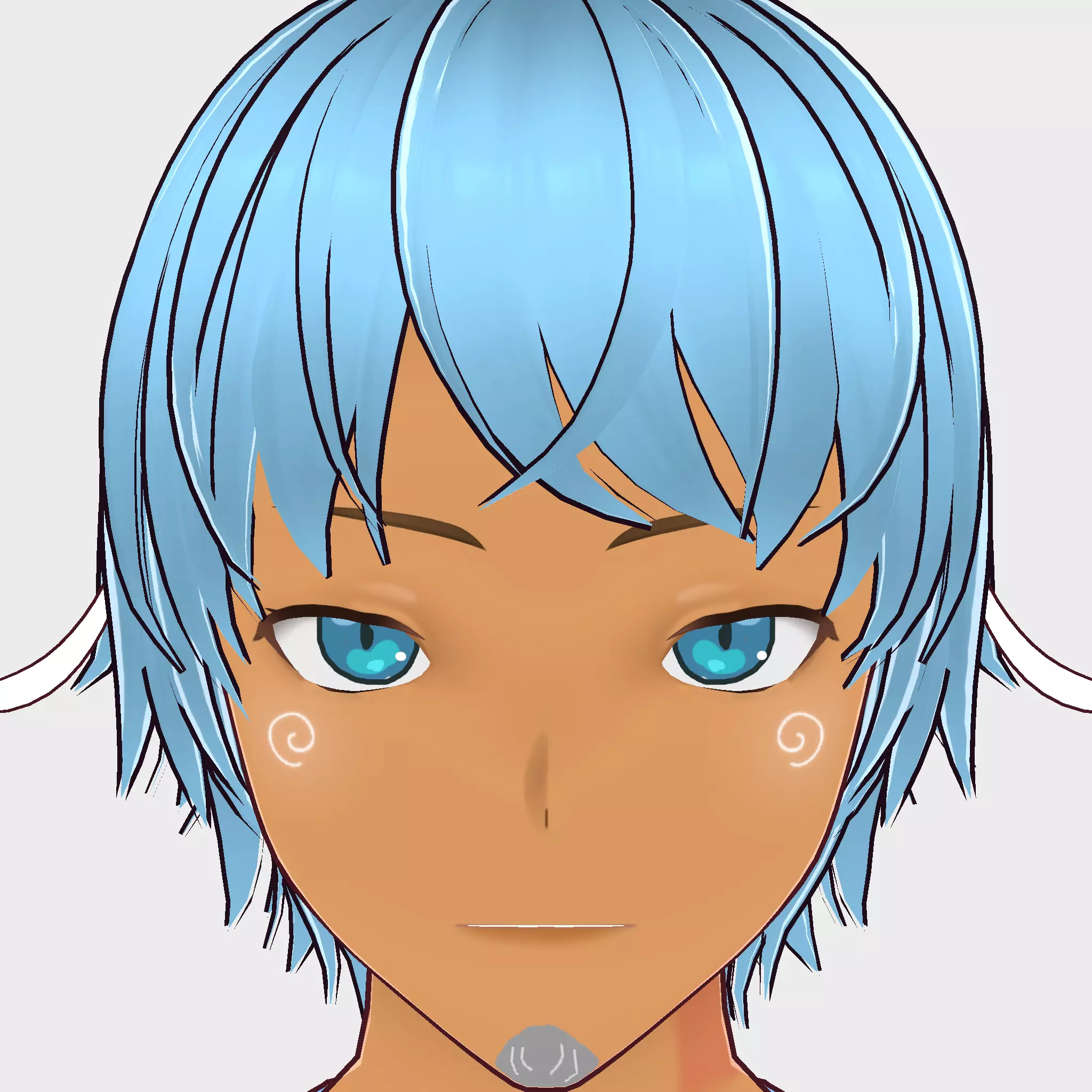 Light Blue Hair T-Pose Stylized 3D Model 3D model