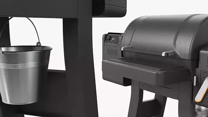 BBQ Smoker Grill with Air Fryer Black 3D model 5