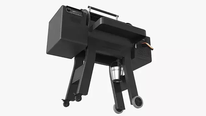BBQ Smoker Grill with Air Fryer Black 3D model 7