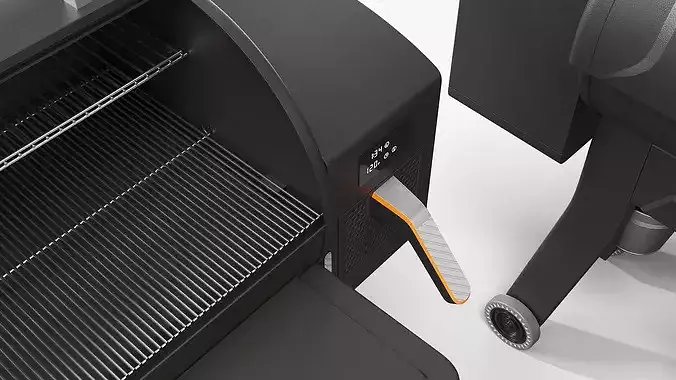 BBQ Smoker Grill with Air Fryer Black 3D model 4