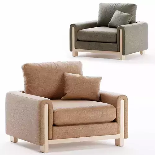 Modern Fabric Armchair 3D Model 3D model