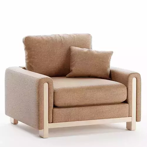 Modern Fabric Armchair 3D Model 3D model 2