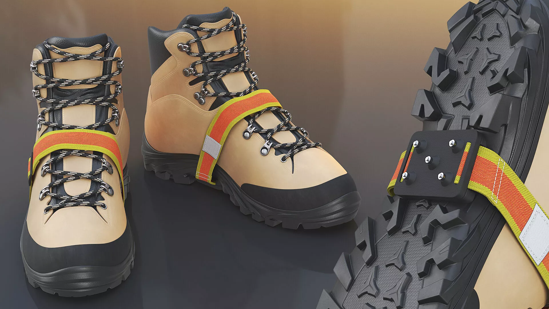 Intrinsically Safe Ice Cleats on Boot 3D model