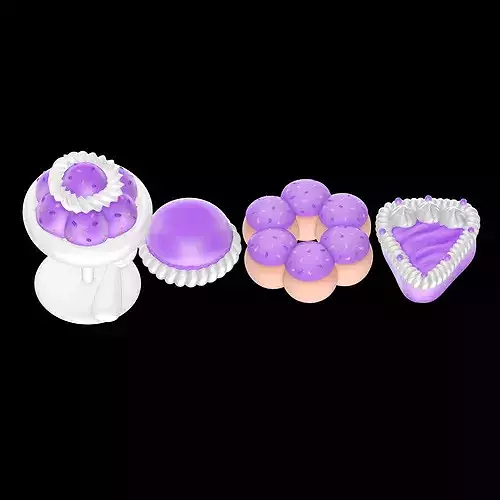 Stylized Purple Dessert and Cake Collection - 3D Asset Pack 3D model 5