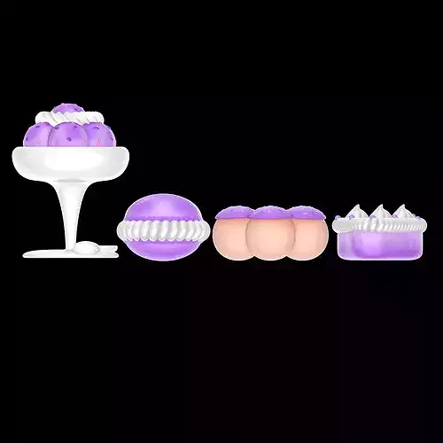 Stylized Purple Dessert and Cake Collection - 3D Asset Pack 3D model 4