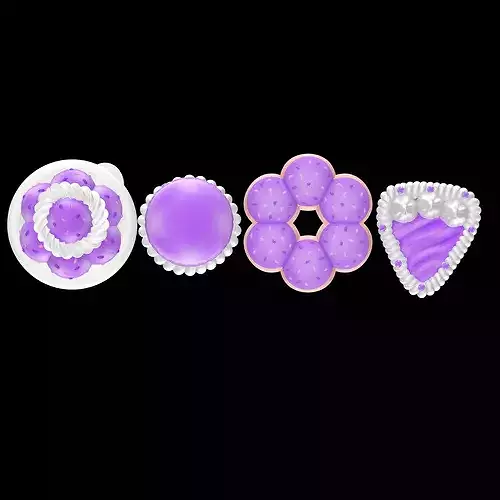 Stylized Purple Dessert and Cake Collection - 3D Asset Pack 3D model 6