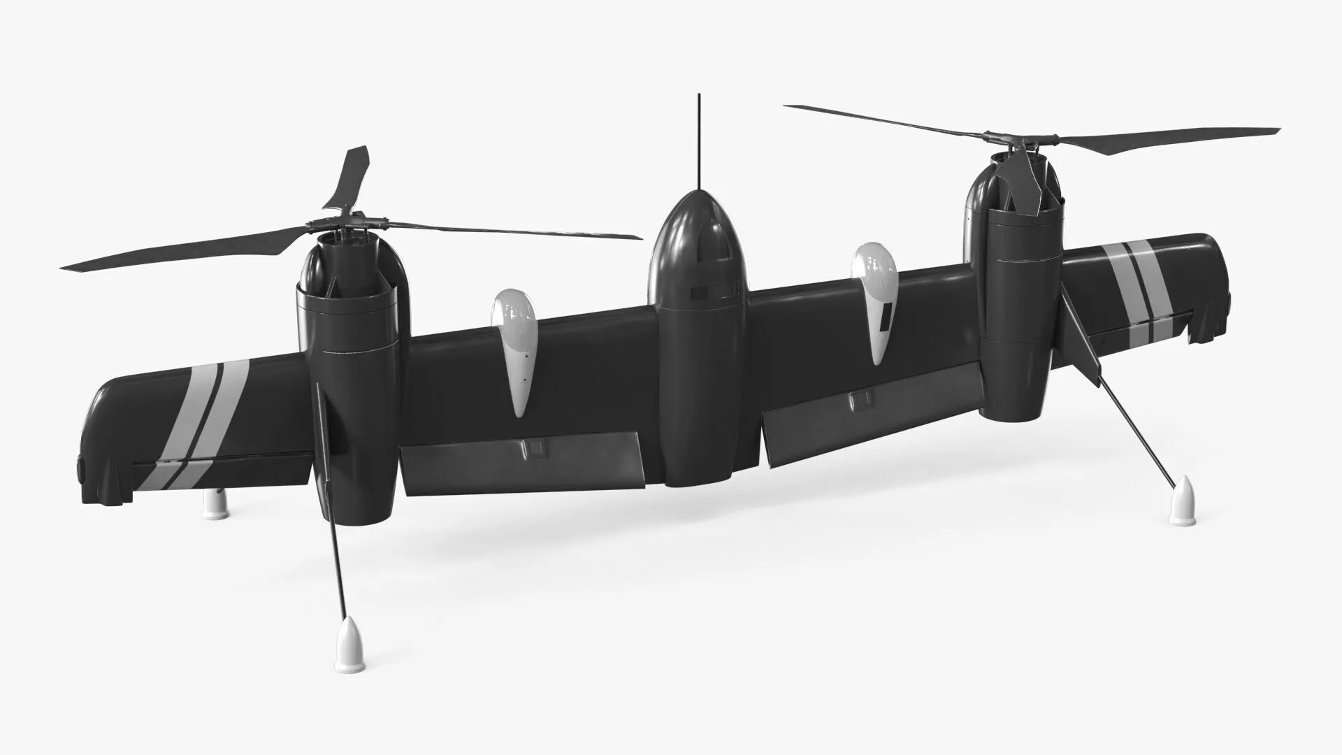 Prototype UAV Rotor Wing Technology Black Rigged 3D model