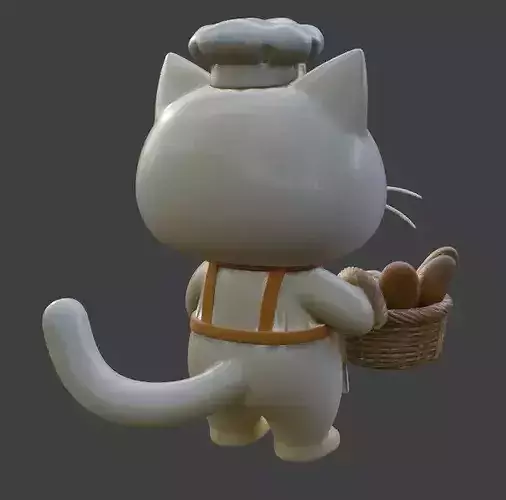 Cartoon Chibi Baker Cat 3D Model Low-poly 3D model 5
