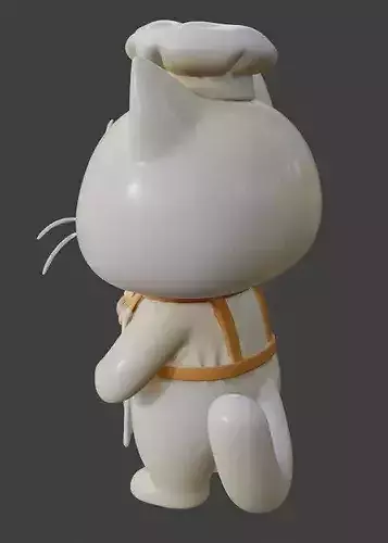 Cartoon Chibi Baker Cat 3D Model Low-poly 3D model 6