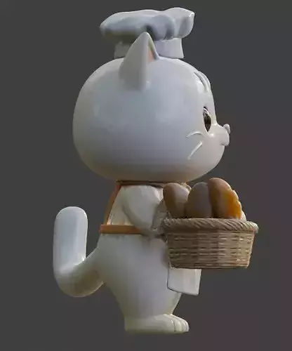 Cartoon Chibi Baker Cat 3D Model Low-poly 3D model 7