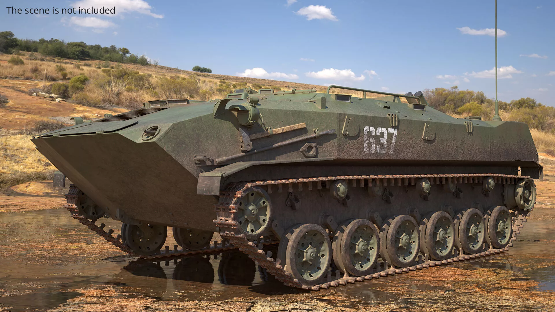 BTR-ZD Amphibious Armored Vehicle Green Rigged 3D model