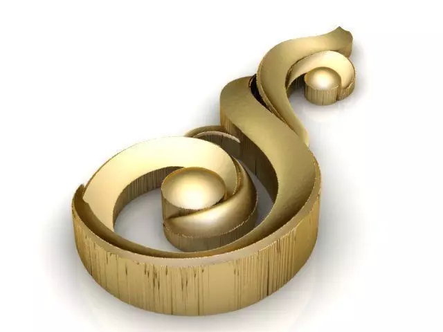 Pendant golden musical note 3D print model_0
