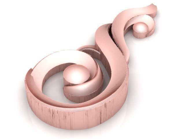 Pendant golden musical note 3D print model_1