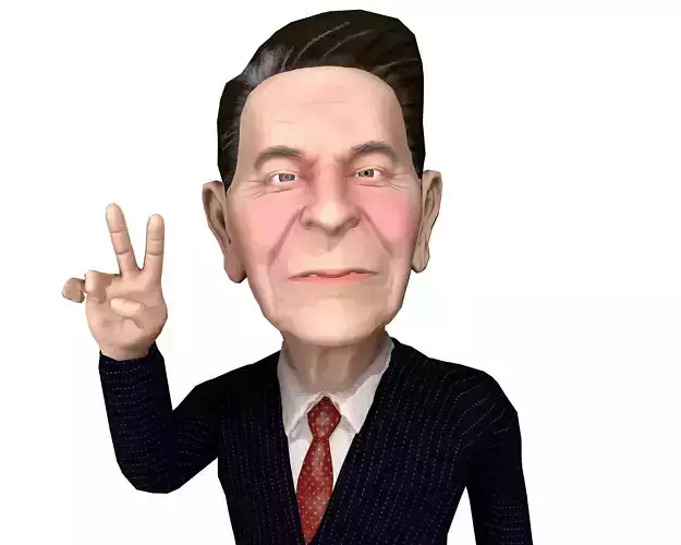 Ronald Raegan caricature rigged animated Unity mecanim Low-poly 3D model