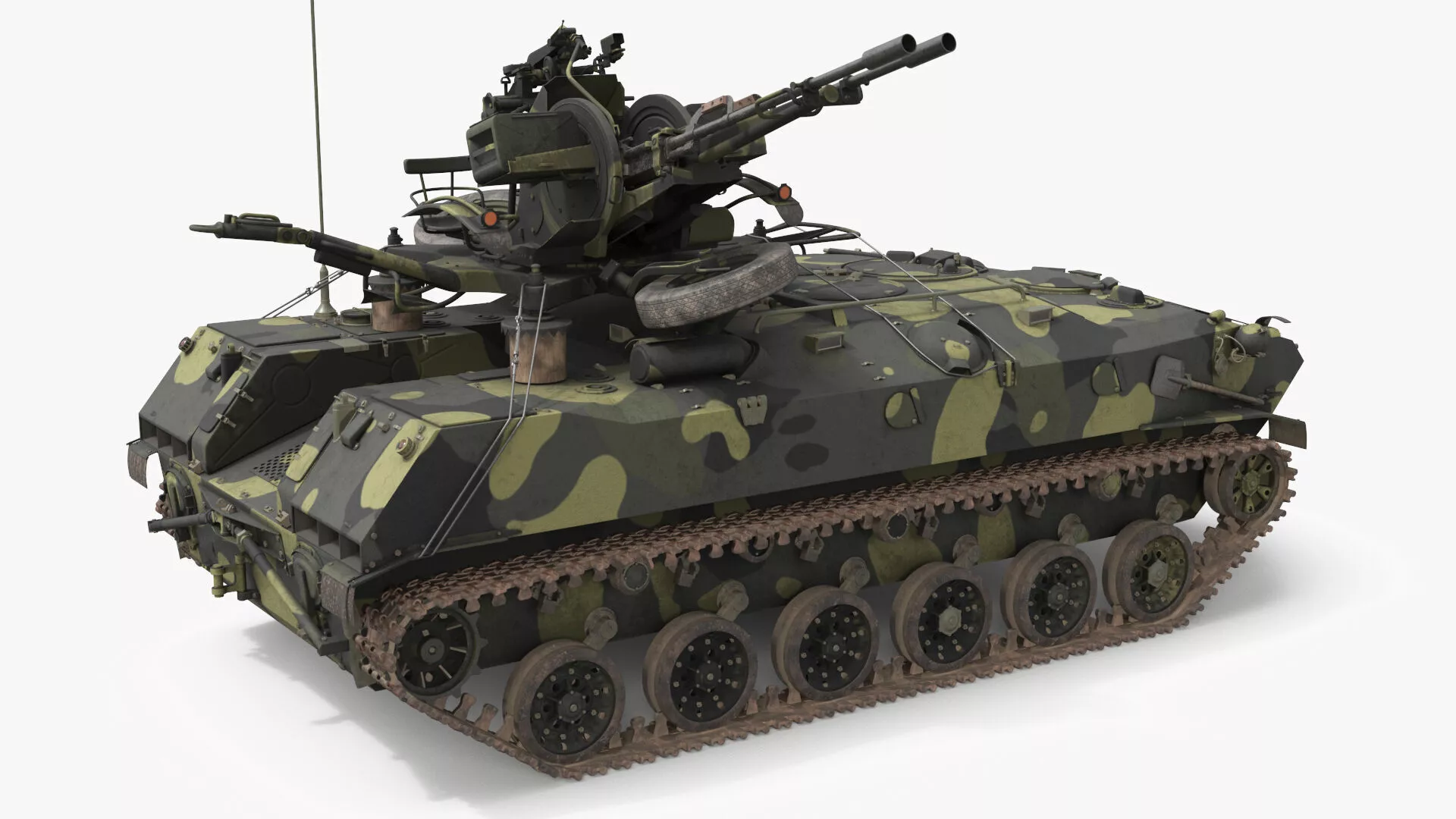 Amphibious Armored Vehicle with AA Weapon Camo Rigged 3D model