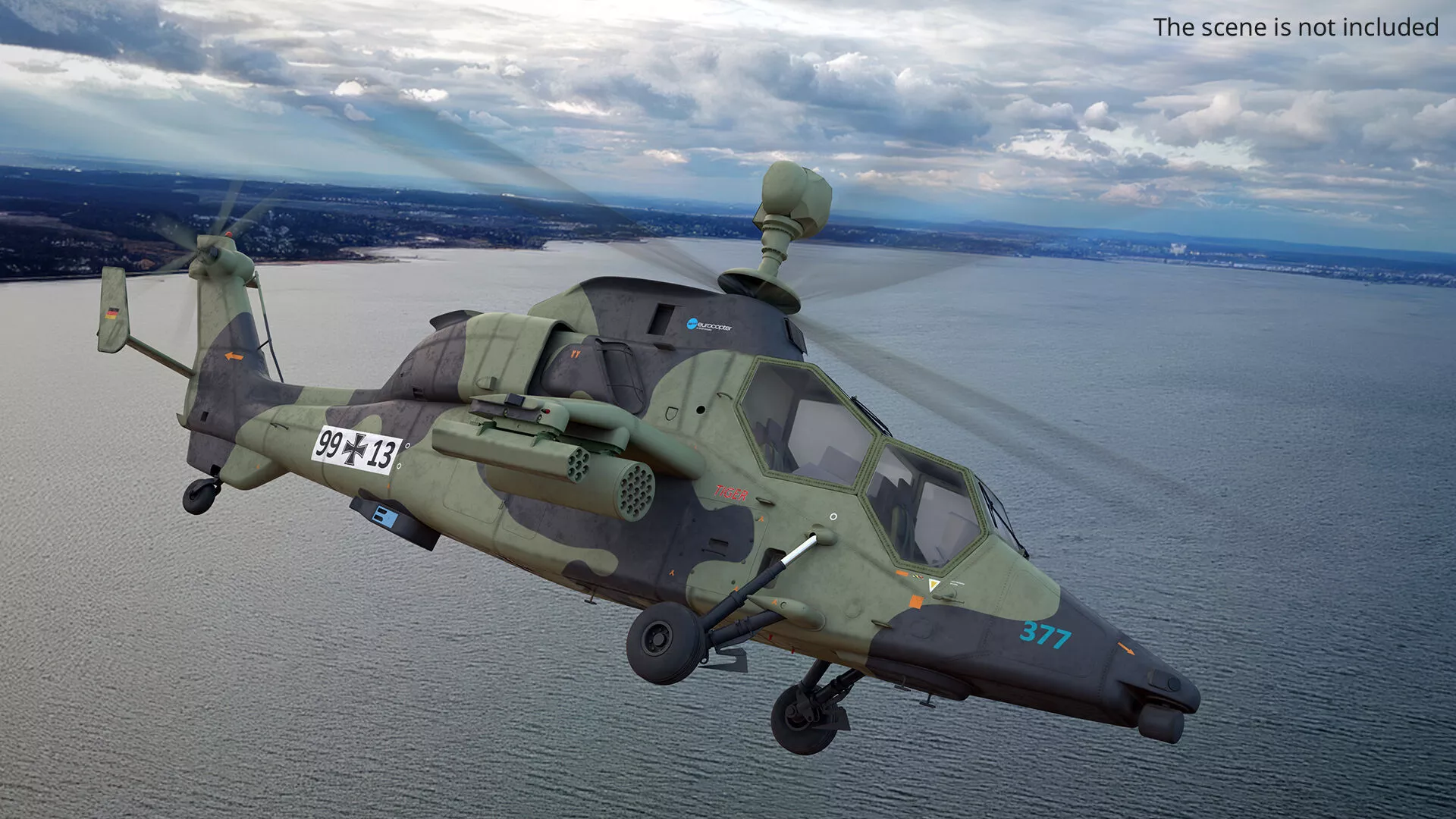 Military Attack Helicopter Eurocopter Tiger EC665 Rigged 3D model