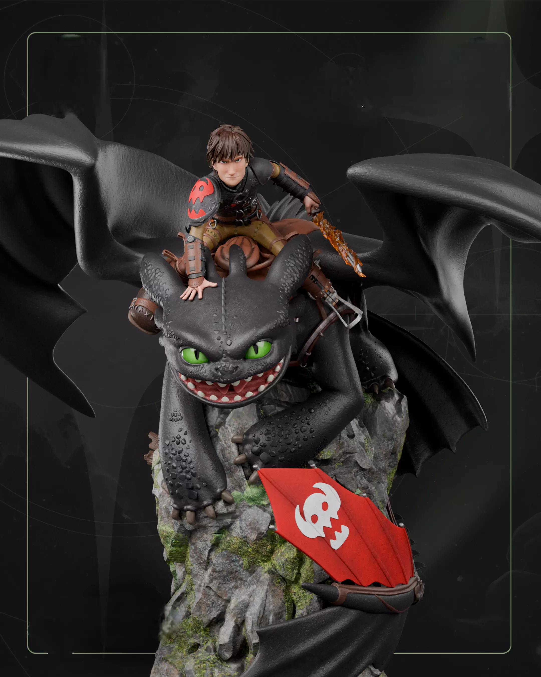 Hiccup and Toothless 3D Print Model STL 3D print model