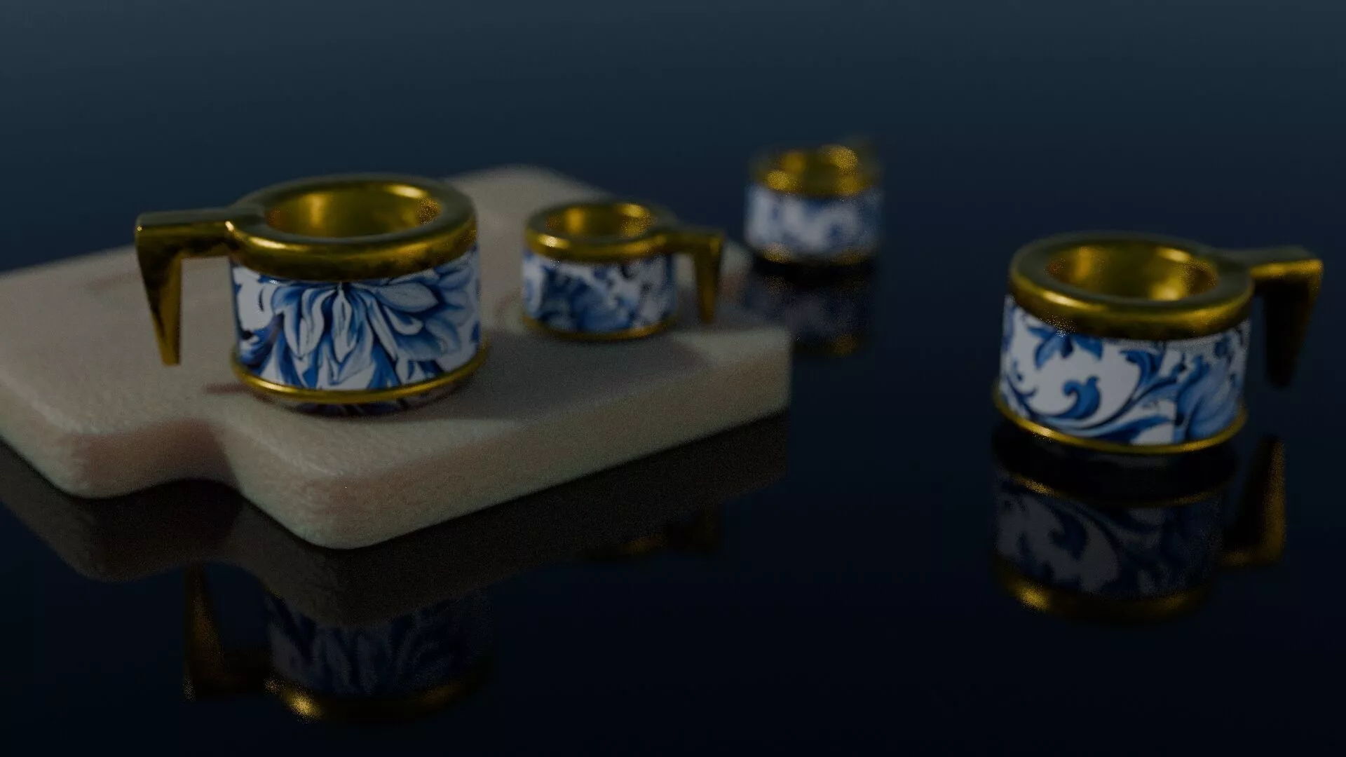 Tea Set Ceramic Low-poly 3D model
