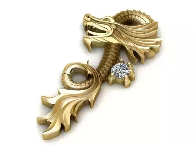 Pendant gold dragon with diamond