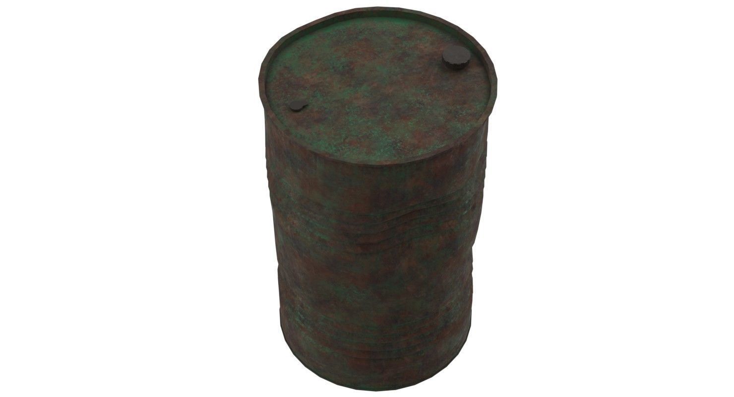 Barrel 2 Lowpoly rusty oil Low-poly 3D model_2