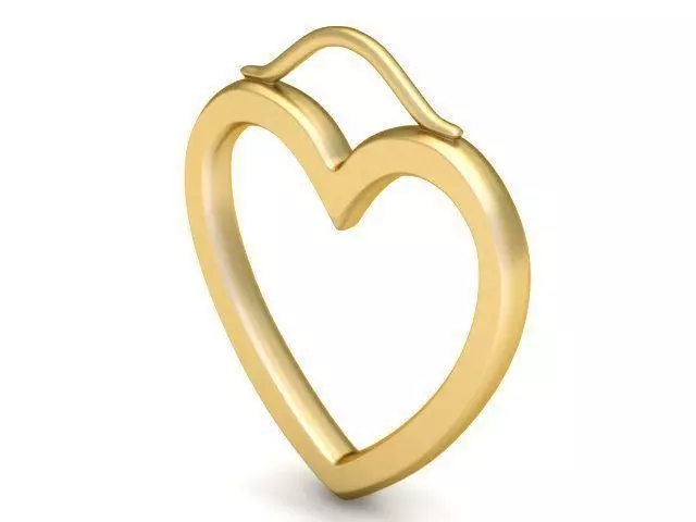 Pendant gold plated heart shaped earring 3D print model_0