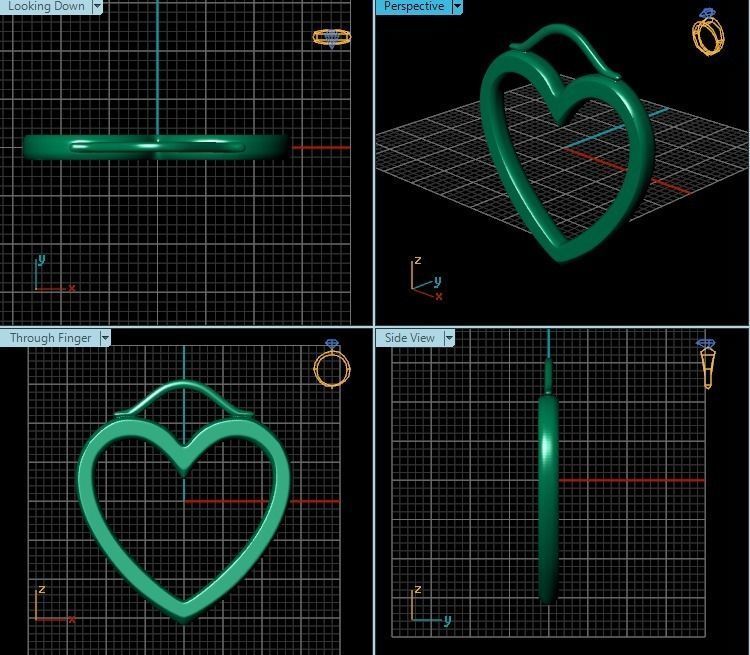 Pendant gold plated heart shaped earring 3D print model_2