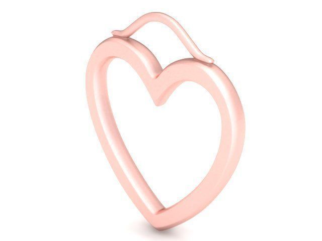 Pendant gold plated heart shaped earring 3D print model_1