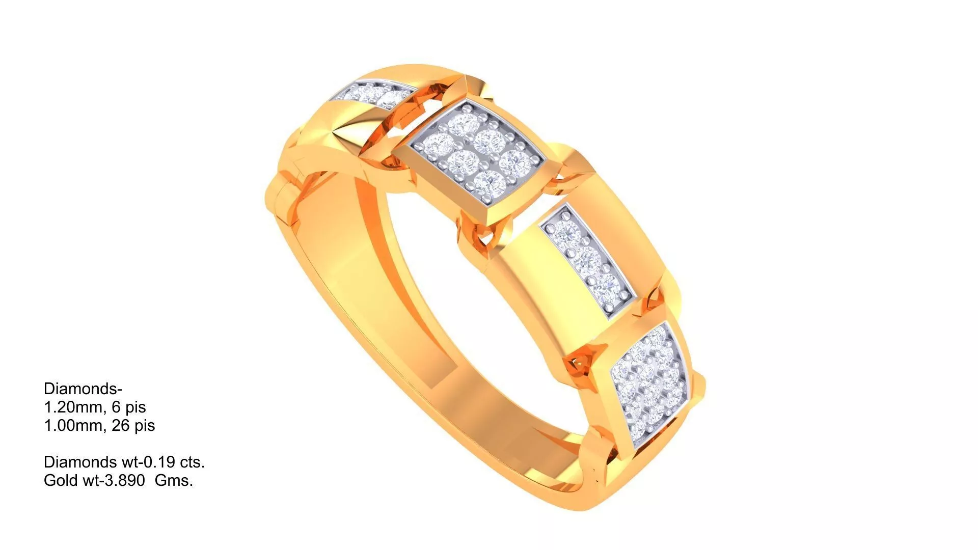 Diamond Men Ring 3D print model