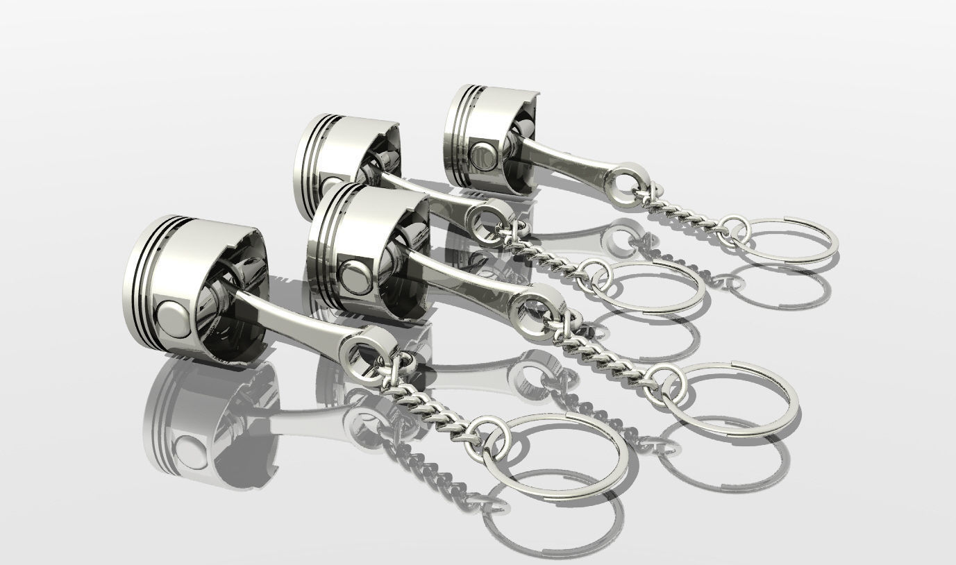 Piston KeyRing 3D model 3D printable CGTrader