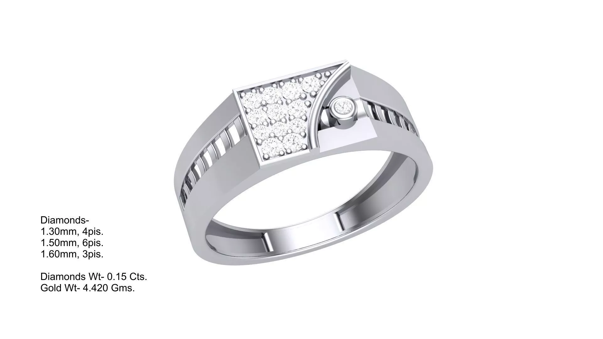 Diamond Men Ring 3D print model