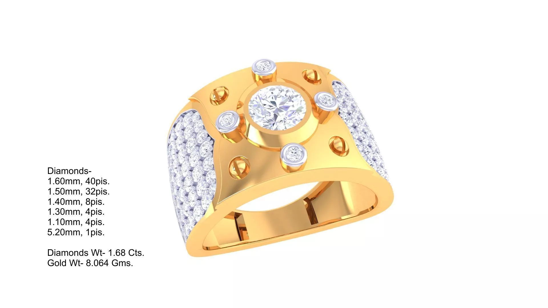 Diamond Men Ring 3D print model