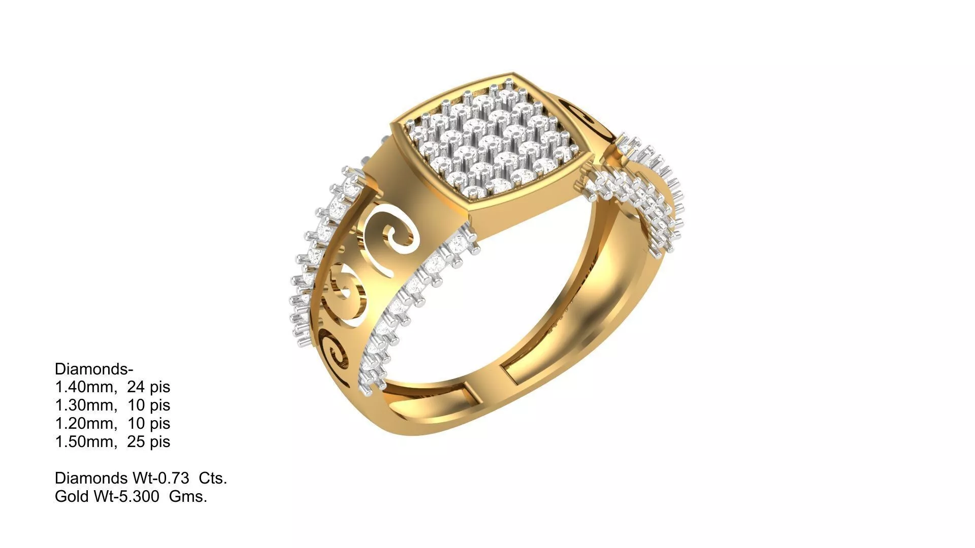 Diamond Men Ring 3D print model