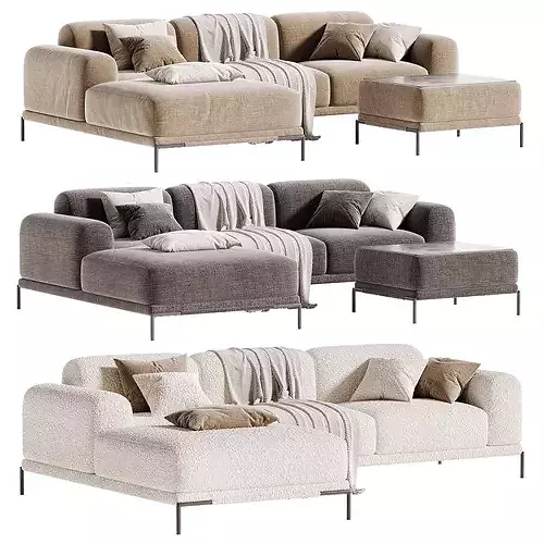 Marlet Corner Sofa Low-poly 3D model 4
