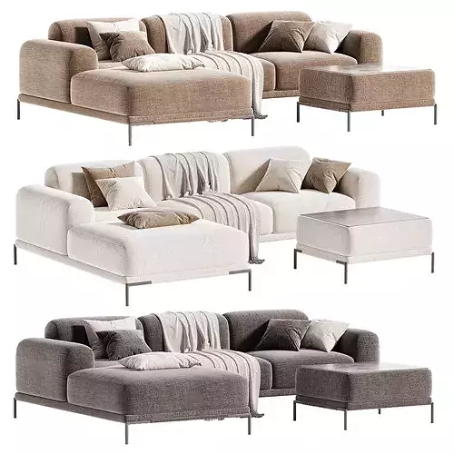 Marlet Corner Sofa Low-poly 3D model 2