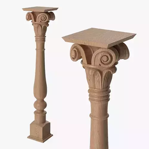 Carvedniture Leg Ionic Capital Light Wood 3D model 6