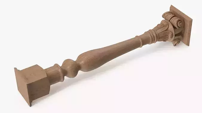 Carvedniture Leg Ionic Capital Light Wood 3D model 5