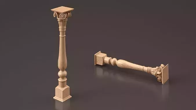 Carvedniture Leg Ionic Capital Light Wood 3D model 3